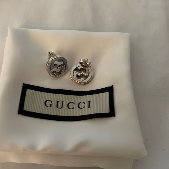 Gucci interlocking stud silver earrings - Picture 1 of 3